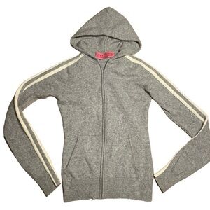 Vintage Juicy Couture Cashmere zip up hoodie in grey w/white racing stripes